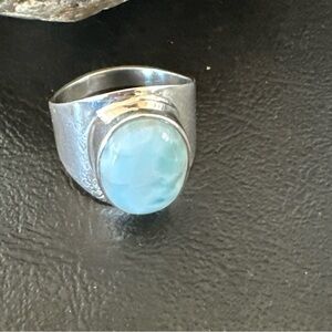 Gorgeous Blue Larimar Sterling Silver Ring Sz 10 17653